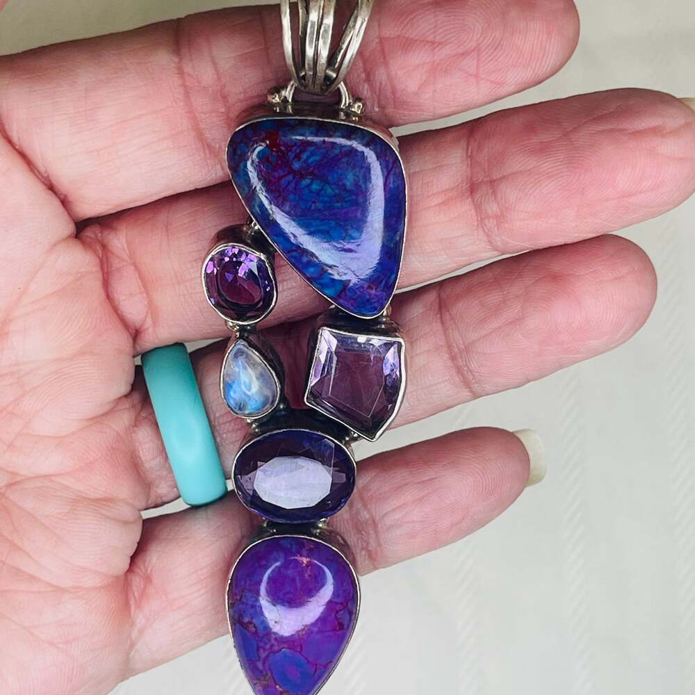 Silver Multi Gem Pendant - Picture 2 of 5